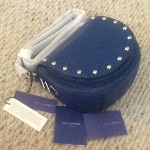 🆕 Rebecca Minkoff blue studded leather saddle bag - Picture 7 of 8